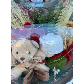 ÖZEL TASARIM ELMA BEYAZ IŞIKLI SOLMAYAN GÜL